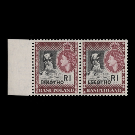 Lesotho 1966 (Variety) R1 Goat Shearing with 'LSEOTHO' overprint