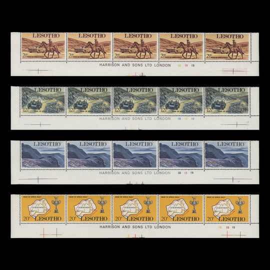 Lesotho 1969 (MNH) Roof of Africa Car Rally imprint/plate strips