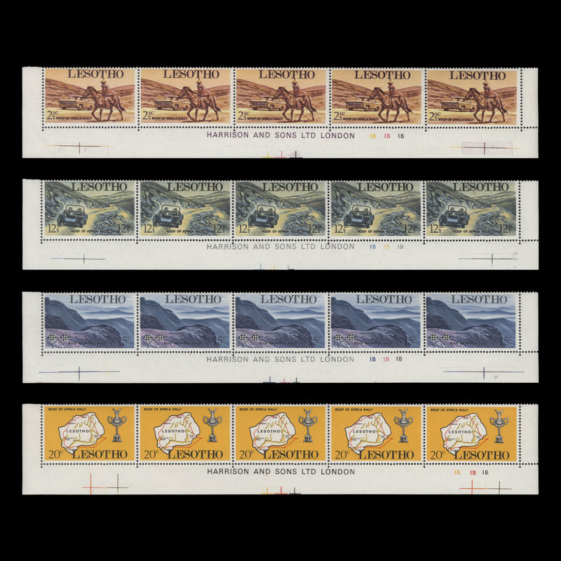 Lesotho 1969 (MNH) Roof of Africa Car Rally imprint/plate strips