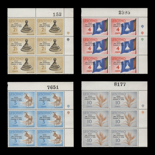 Lesotho 1973 (MNH) OAU Anniversary sheet number/traffic light blocks