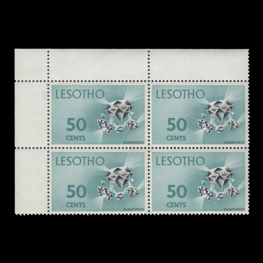 Lesotho 1974 (MNH) 50c Diamonds block on chalk-surfaced paper