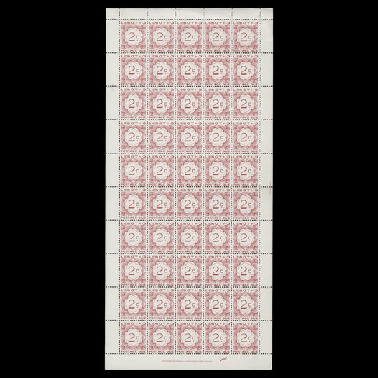 Lesotho 1976 (MNH) 2c Postage Due pane of 50 with sideways watermark