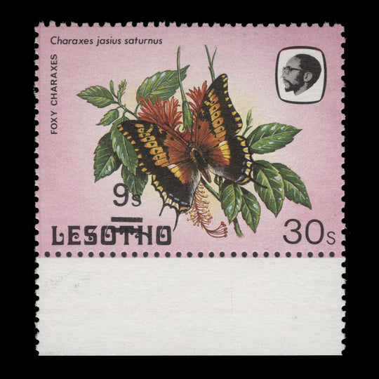 Lesotho 1986 (Variety) 9s/30s Foxy Charaxes with surcharge shift