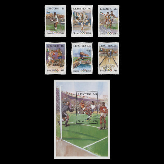 Lesotho 1987 (MNH) Olympic Games, Seoul reissued set and miniature sheet