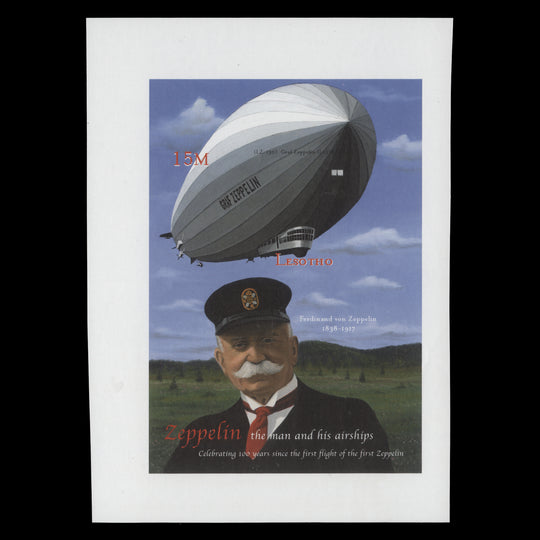 Lesotho 2000 First Zeppelin Flight Centenary imperf proof miniature sheet