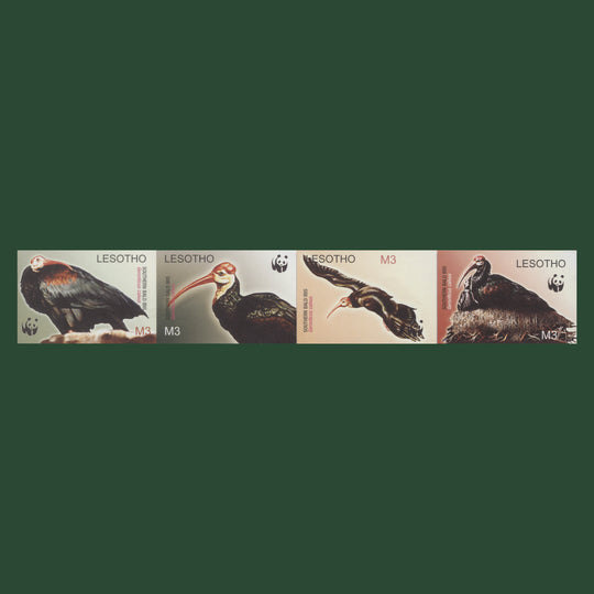 Lesotho 2004 Bald Ibis imperf proof horizontal strip