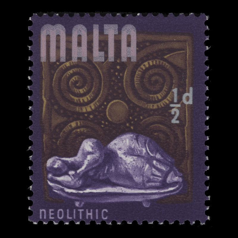 Malta 1965 (Variety) ½d Neolithic Era with double rose-pinkMalta 1965 (Variety) ½d Neolithic Era with double rose-pink