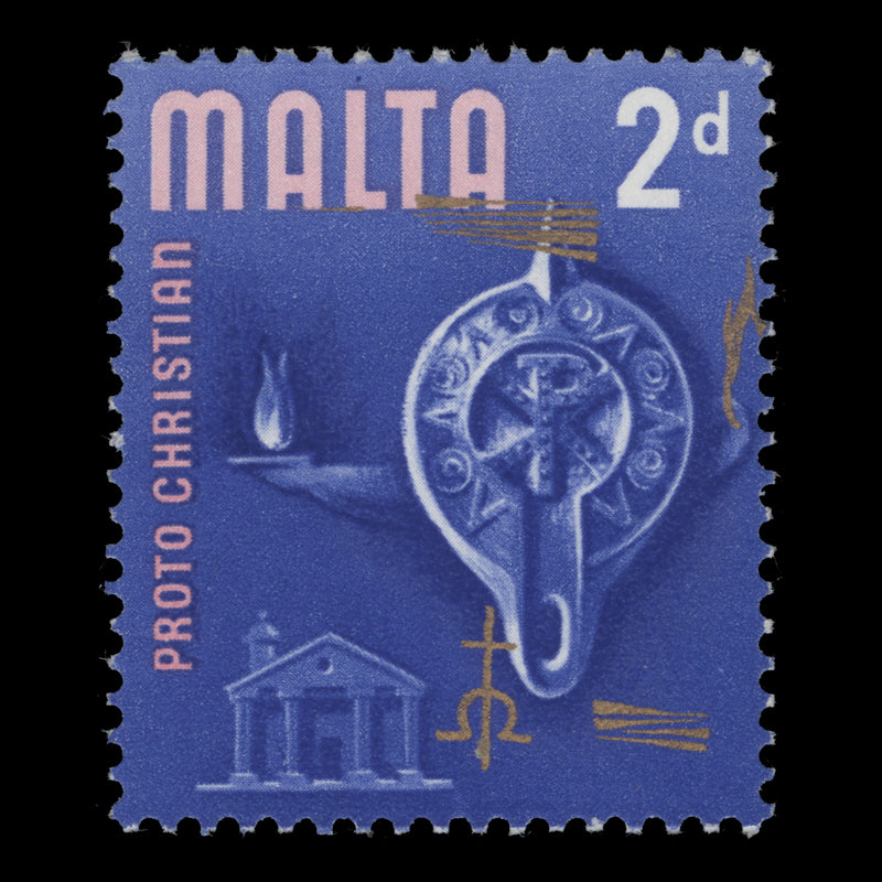 Malta 1965 (Variety) 2d Proto Christian Era with gold shift