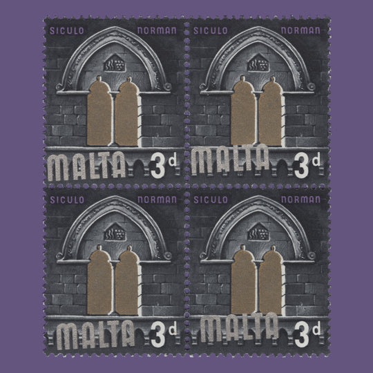 Malta 1965 (Variety) 3d Siculo Norman block with silver shift