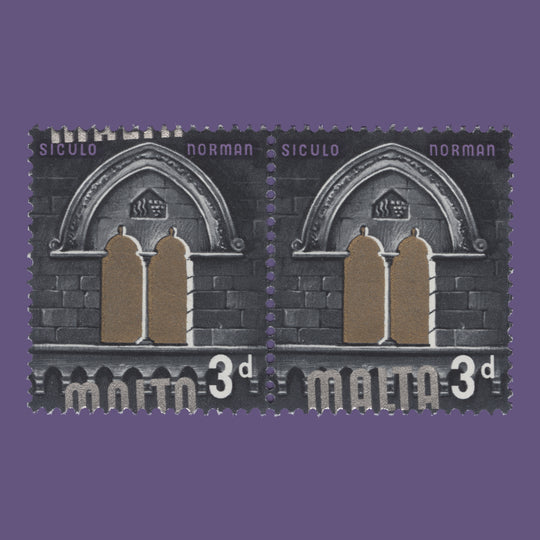 Malta 1965 (Variety) 3d Siculo Norman pair with silver shift