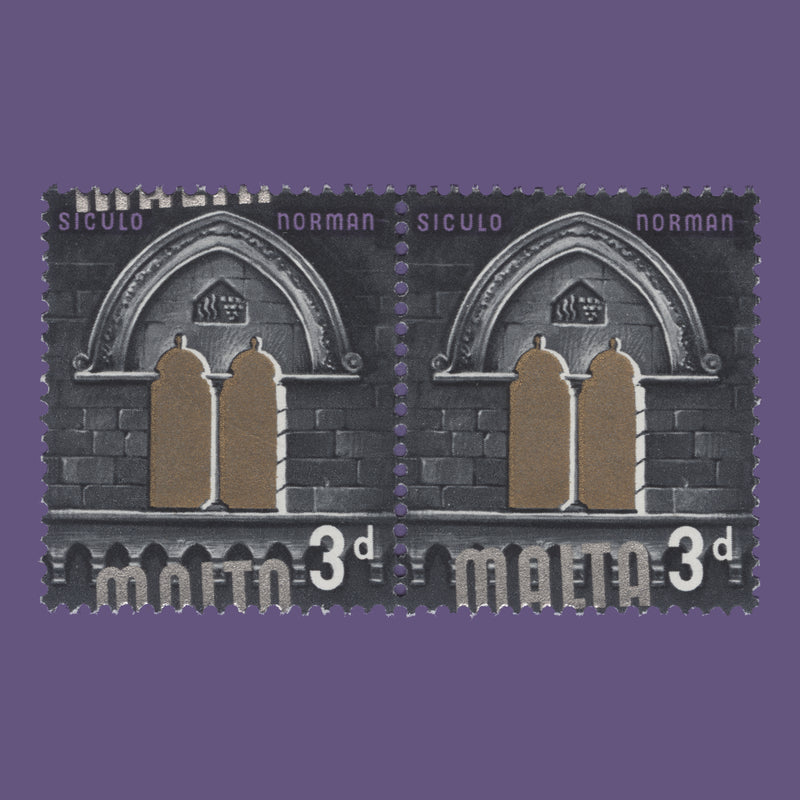 Malta 1965 (Variety) 3d Siculo Norman pair with silver shift