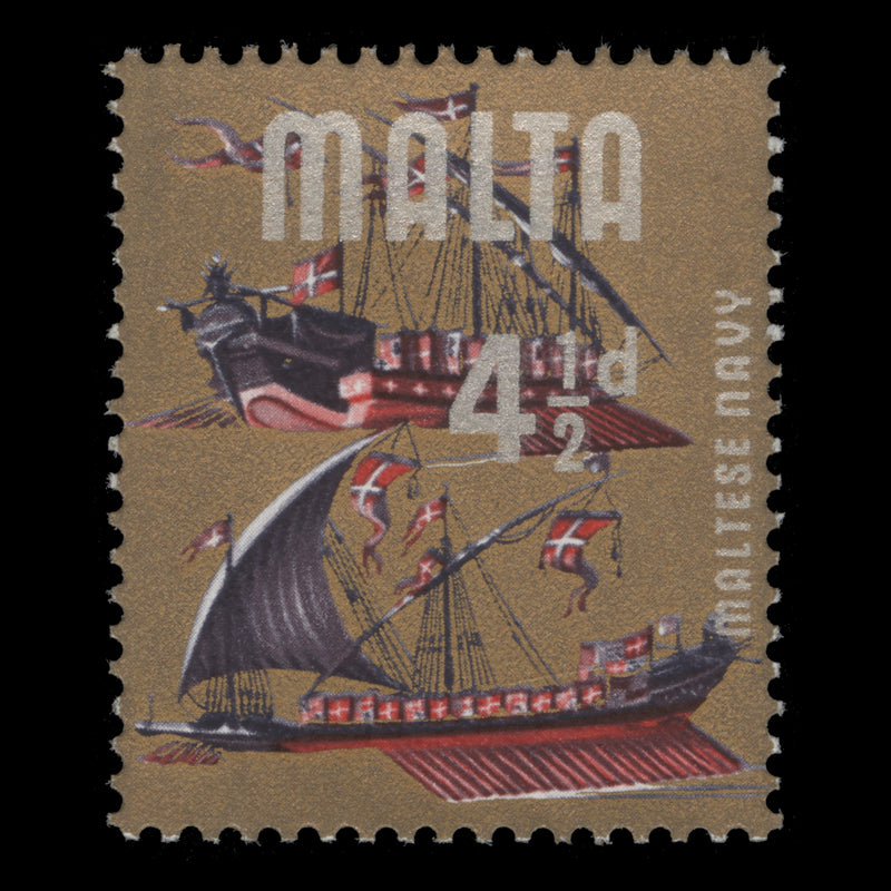 Malta 1965 (Variety) 4½d Galleys of Knights of St John with silver shift