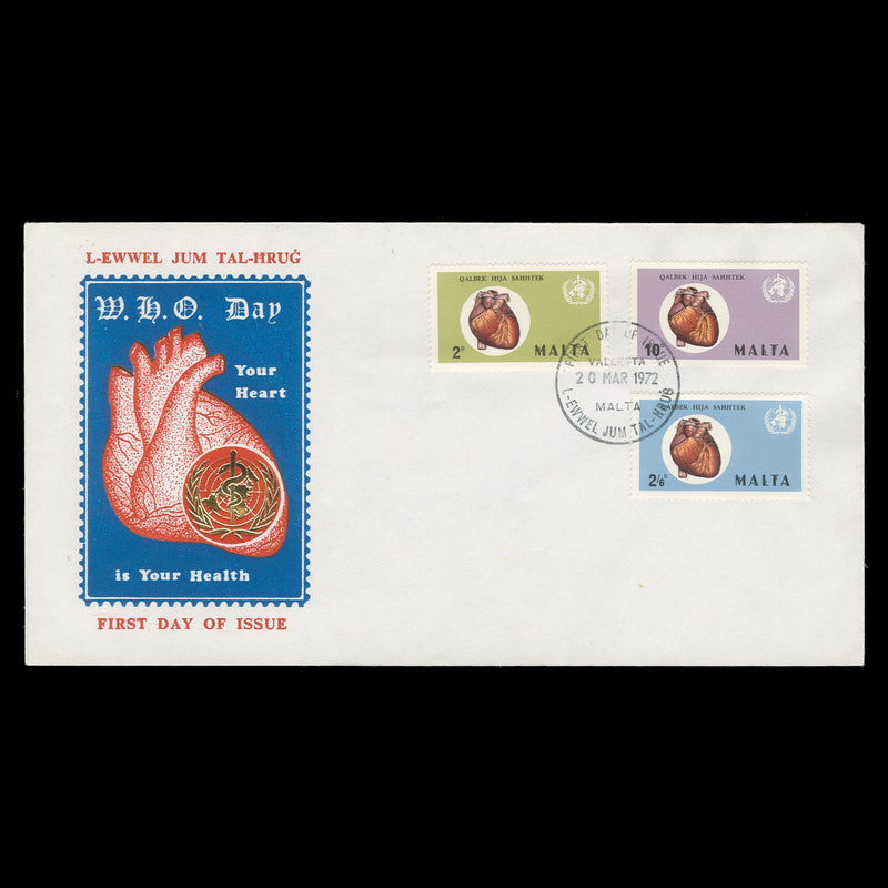 Malta 1972 World Health Day first day cover, VALLETTA