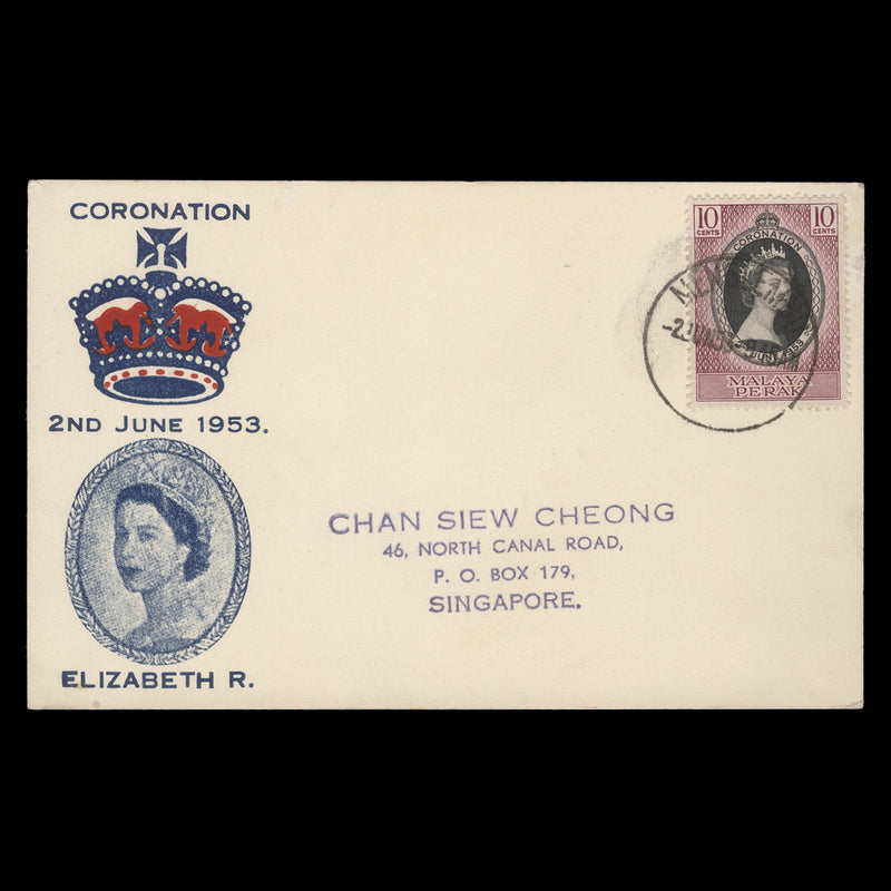 Perak 1953 (FDC) 10c Coronation, MENGLEMBU