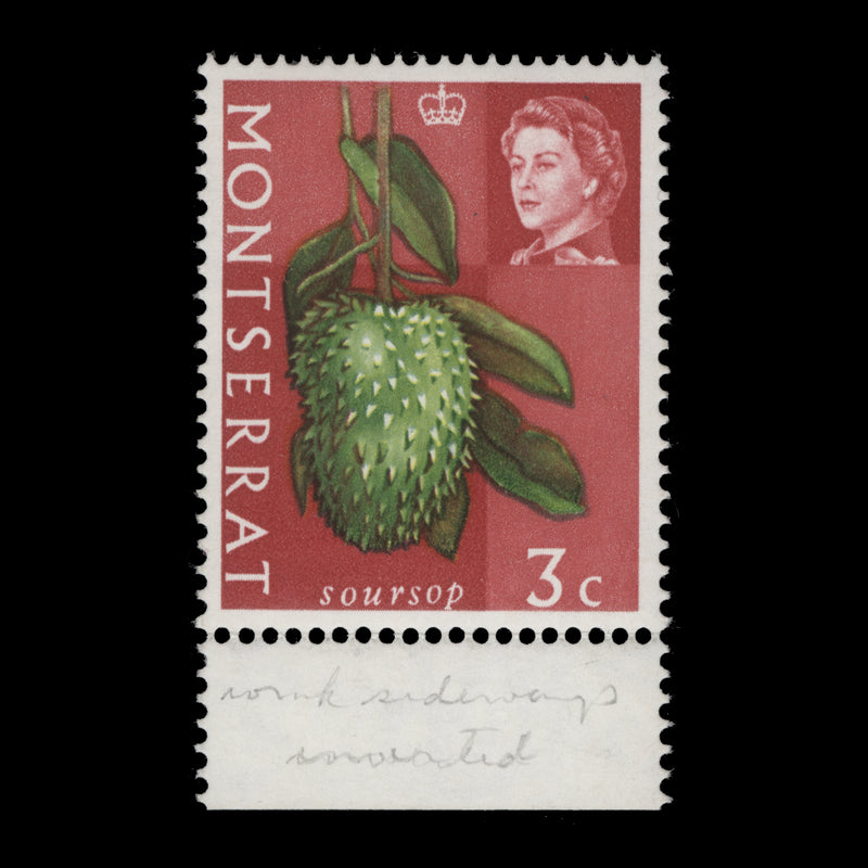 Montserrat 1969 (Variety) 3c Soursop with watermark to right