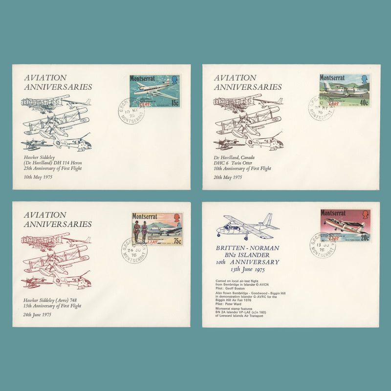 Montserrat 1975 Aviation Anniversaries commemorative covers