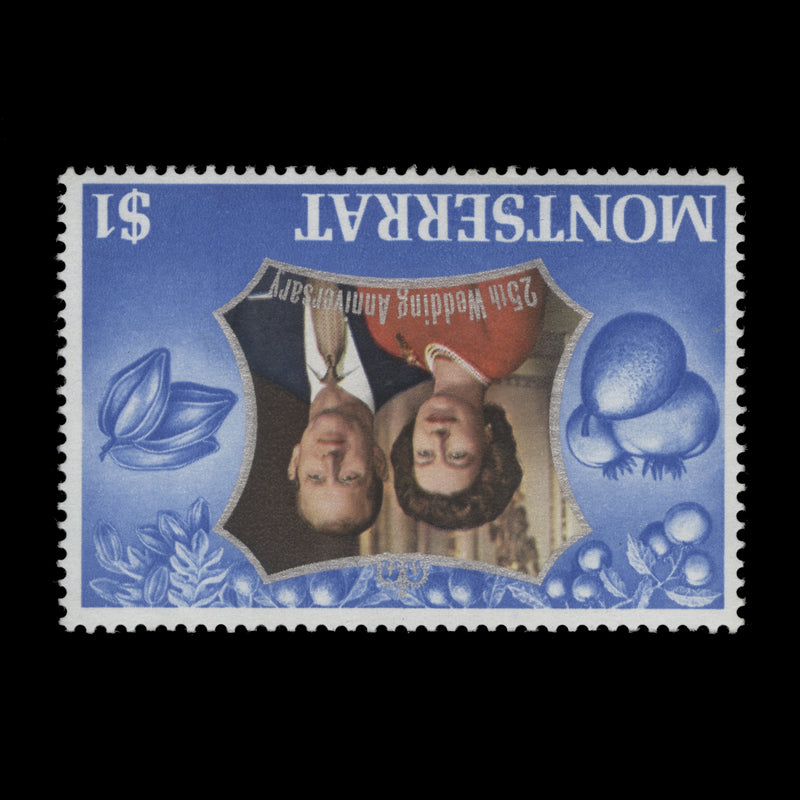 Montserrat 1972 (Variety) $1 Royal Silver Wedding with inverted watermark