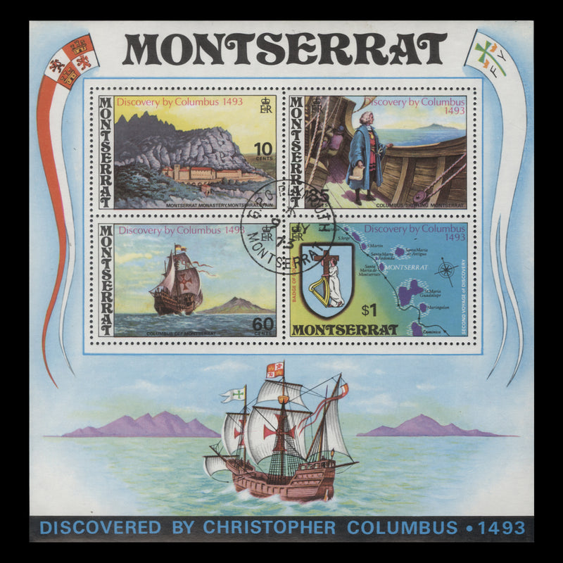 Montserrat 1973 (Used) Discovery by Columbus miniature sheet