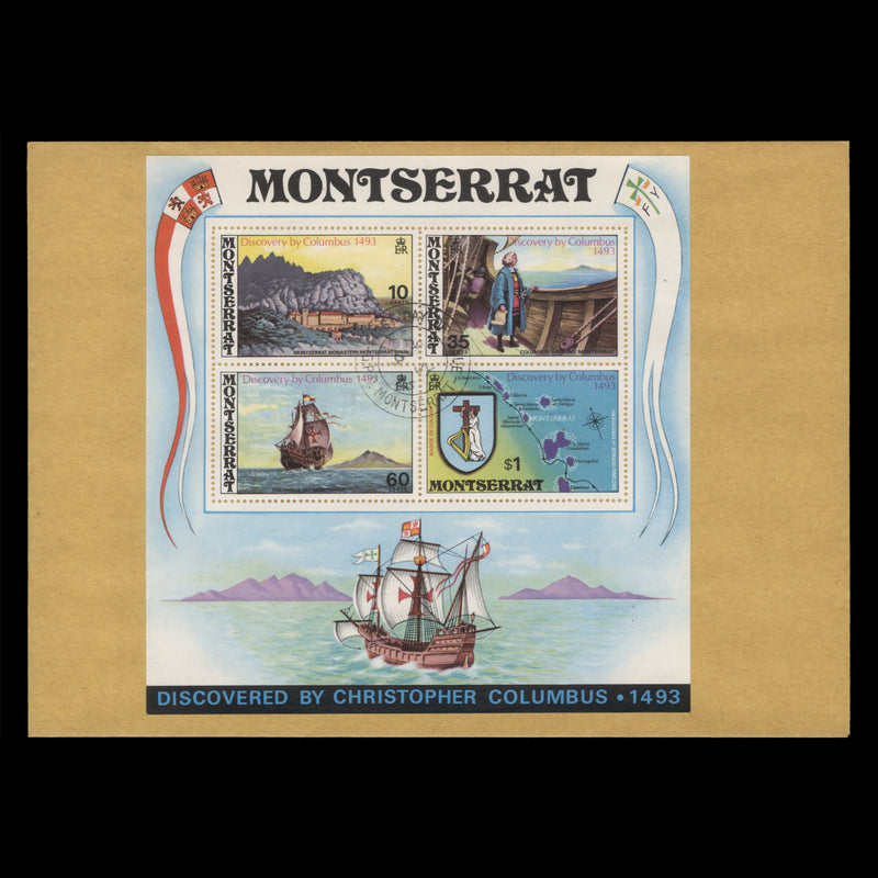 Montserrat 1973 Discovery by Columbus miniature sheet first day cover