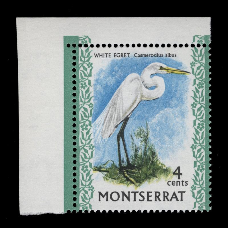 Montserrat 1974 (Variety) 4c White Egret with inverted watermark