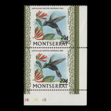 Montserrat 1974 (Variety) 20c/$1 Antillean Crested Hummingbird pair missing obliteration bar