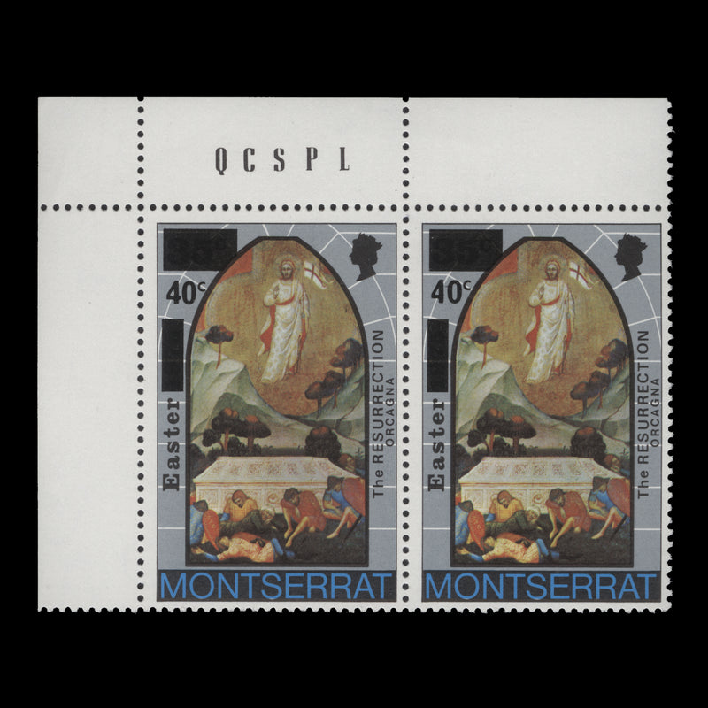 Montserrat 1976 (Variety) 40c/35c Easter pair with damaged '4'