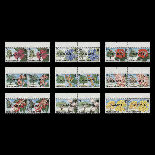 Montserrat 1976 (Variety) Flowers official pairs with missing stop after 'S'