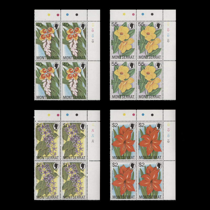 Montserrat 1978 (MNH) Flowers traffic light/plate blocks