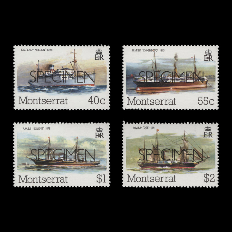 Montserrat 1980 (MNH) Mail Packet Boats with SPECIMEN overprint
