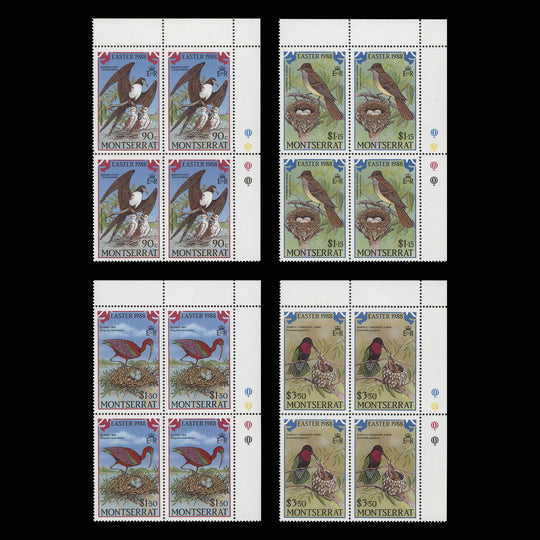 Montserrat 1988 (MNH) Easter/Birds traffic light blocks