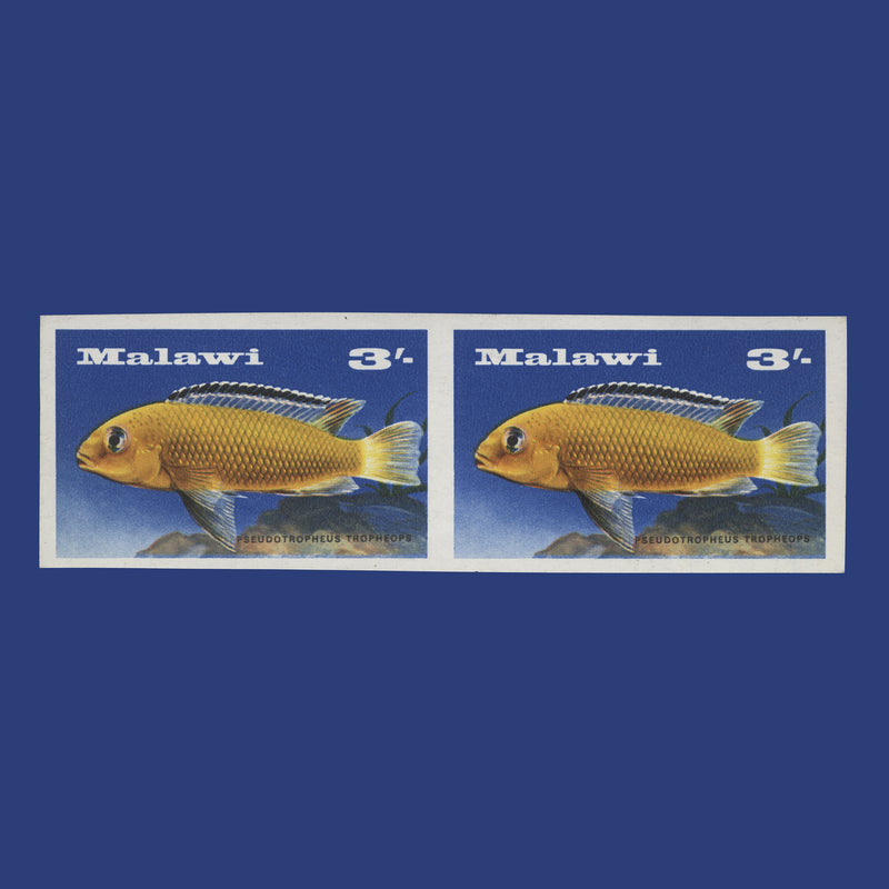 Malawi 1967 (Variety) 3s Orange Mbuna imperf pair