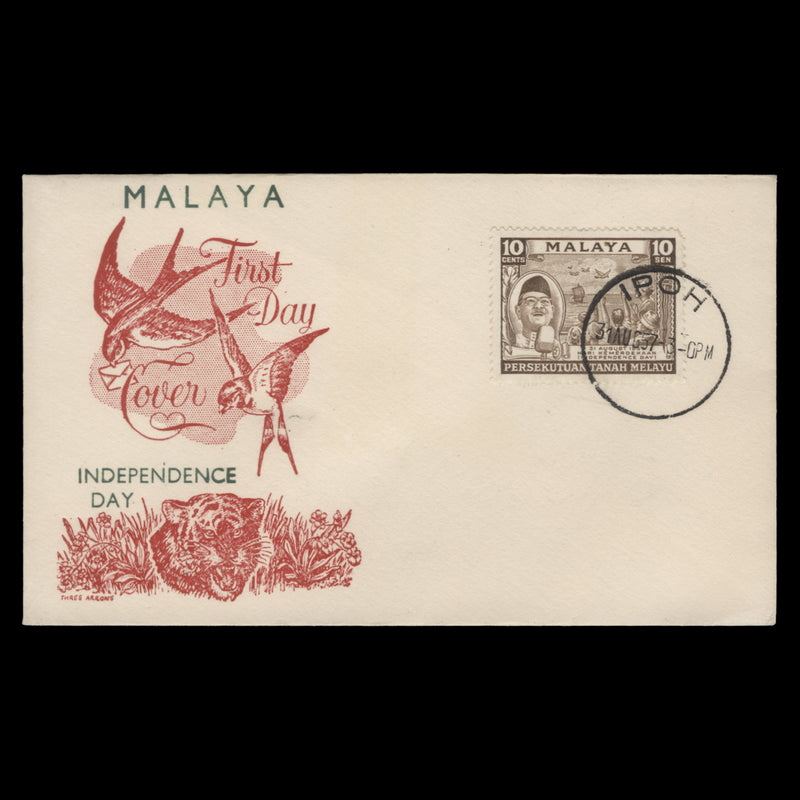Malaya 1957 Independence Day first day cover, IPOH
