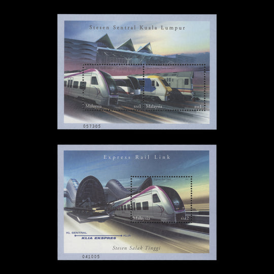 Malaysia 2002 (MNH) Express Rail Link miniature sheets