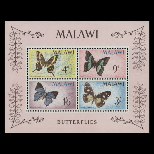 Malawi 1966 (MNH) Butterflies miniature sheet