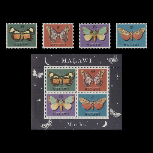 Malawi 1970 (MNH) Moths set and miniature sheet
