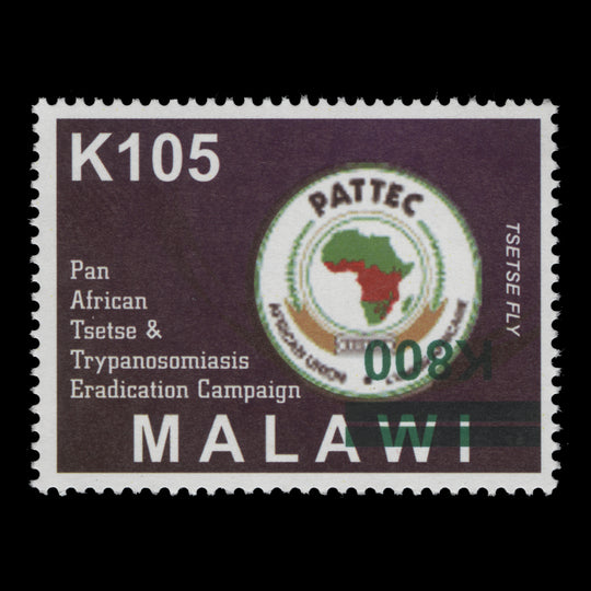 Malawi 2025 (Variety) K800/K105 PATTEC with inverted surcharge
