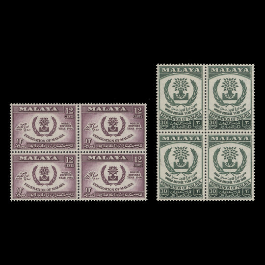 Malaya 1960 (MNH) World Refugee Year blocks