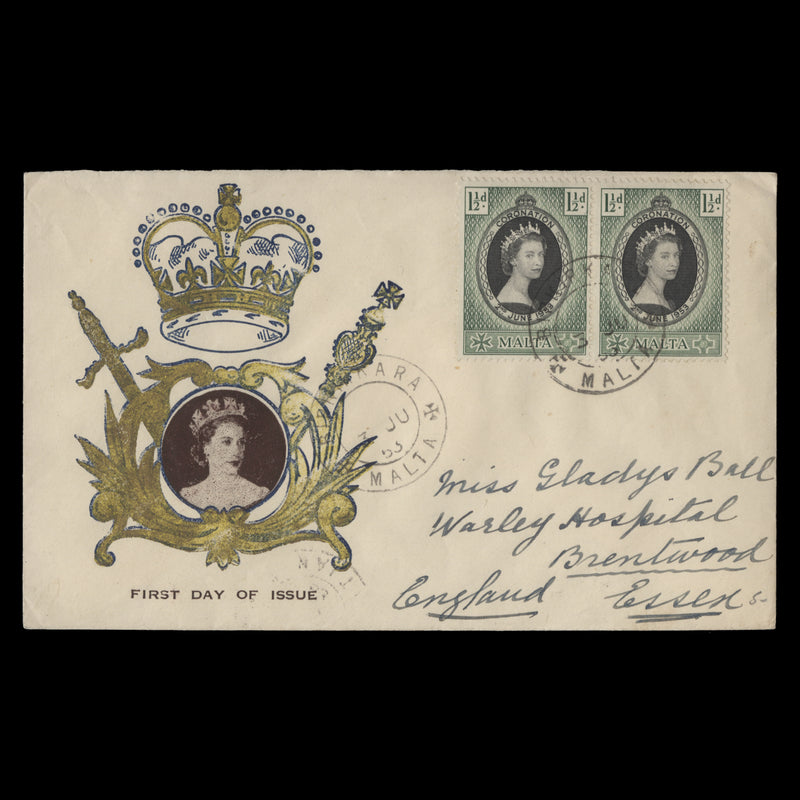 Malta 1953 Coronation first day cover, BIRKIRKARA