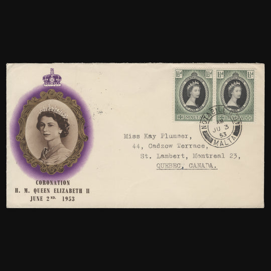 Malta 1953 Coronation first day cover, NOTABILE