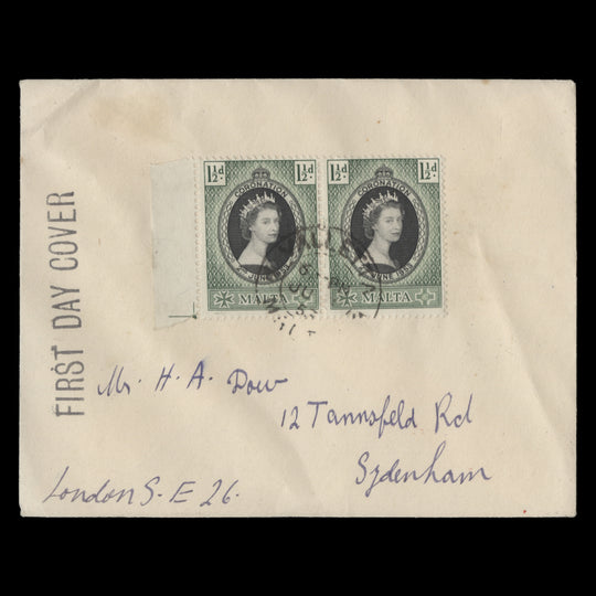 Malta 1953 Coronation first day cover, VALLETTA