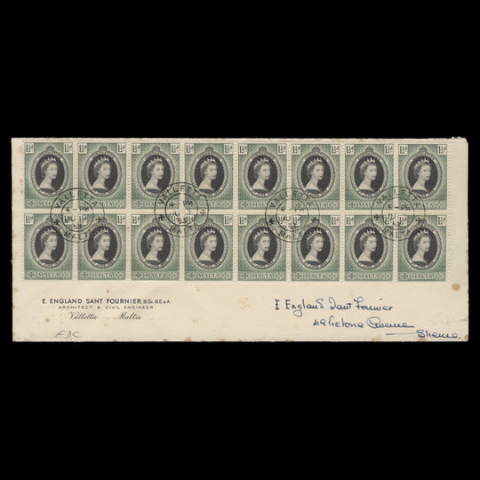 Malta 1953 Coronation first day cover, VALLETTA