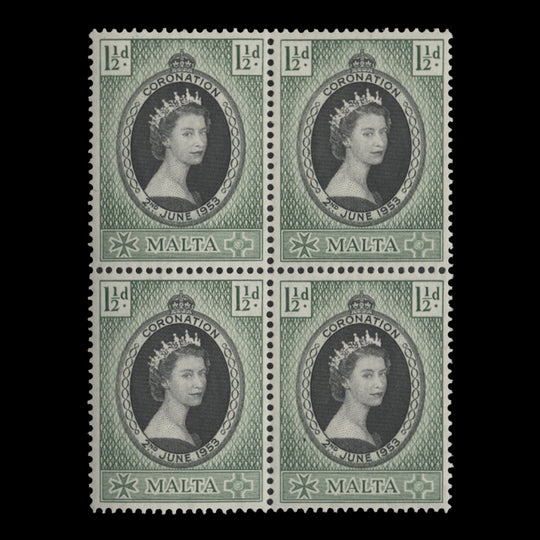 Malta 1953 (MNH) 1½d Coronation block