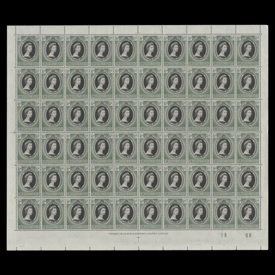 Malta 1953 (MNH) 1½d Coronation plate 1B–6B pane of 60 stamps
