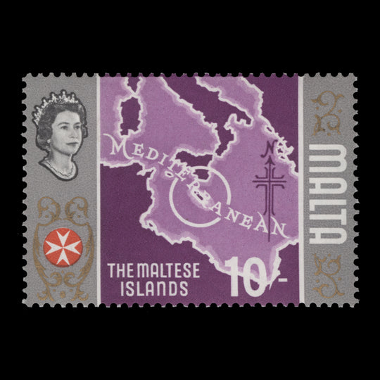 Malta 1965 (Variety) 10s Maltese Islands missing gold from centre