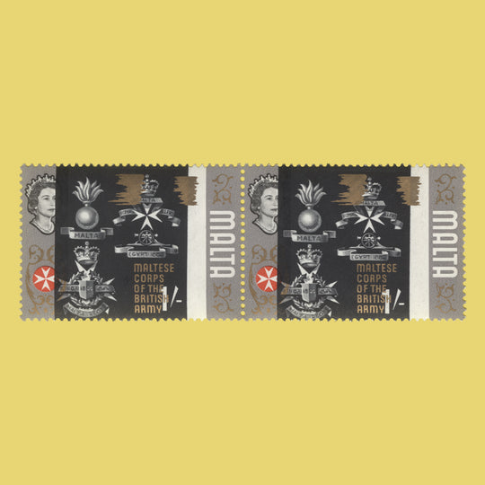 Malta 1965 (Variety) 1s Maltese Corps pair with black shift