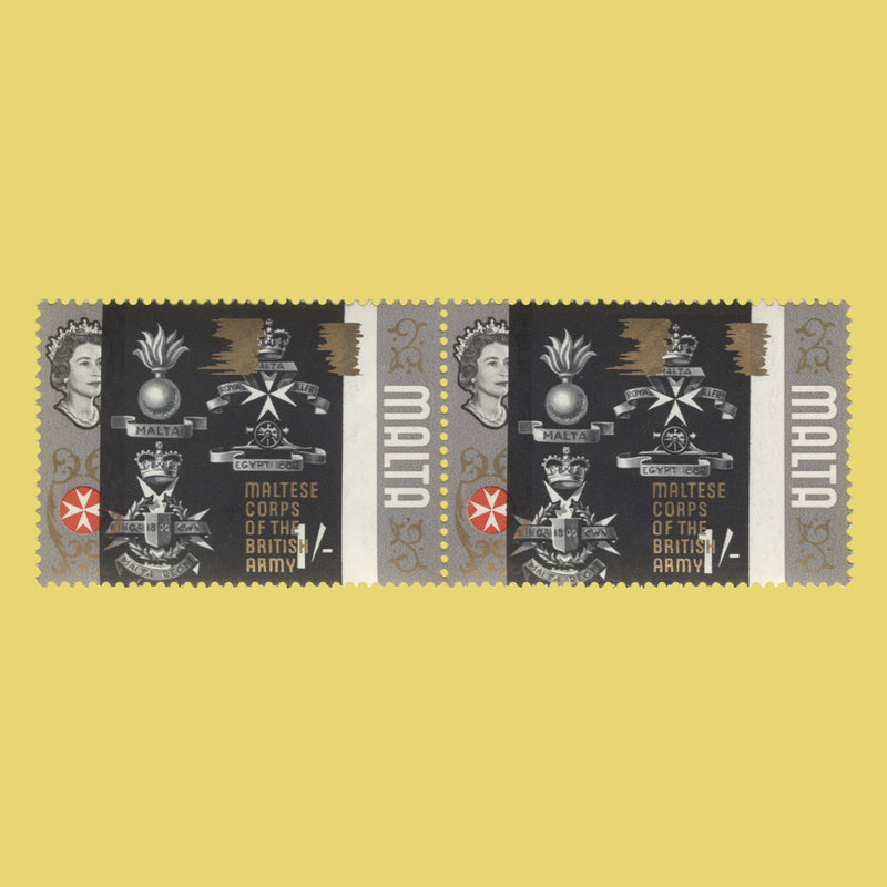 Malta 1965 (Variety) 1s Maltese Corps pair with black shift