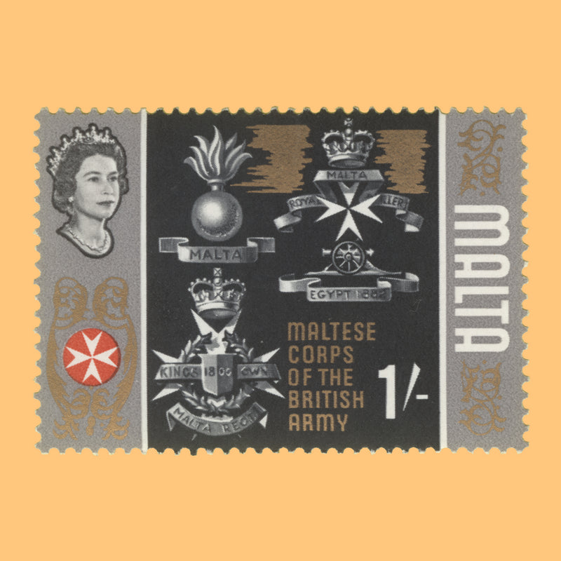 Malta 1965 (Variety) 1s Maltese Corps with double gold