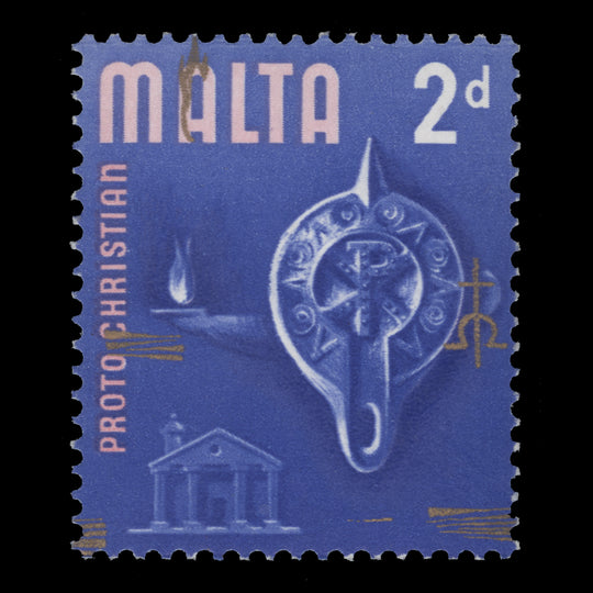 Malta 1965 (Variety) 2d Proto Christian Era with gold shift