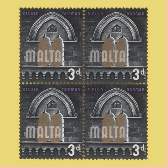 Malta 1965 (Variety) 3d Siculo Norman block with gold shift