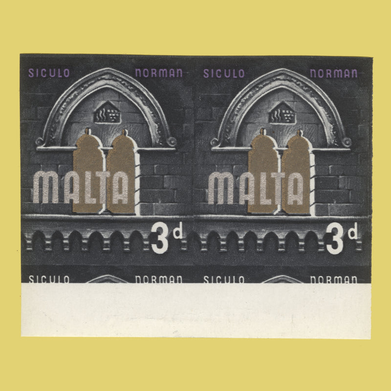 Malta 1965 (Variety) 3d Siculo Norman imperf pair